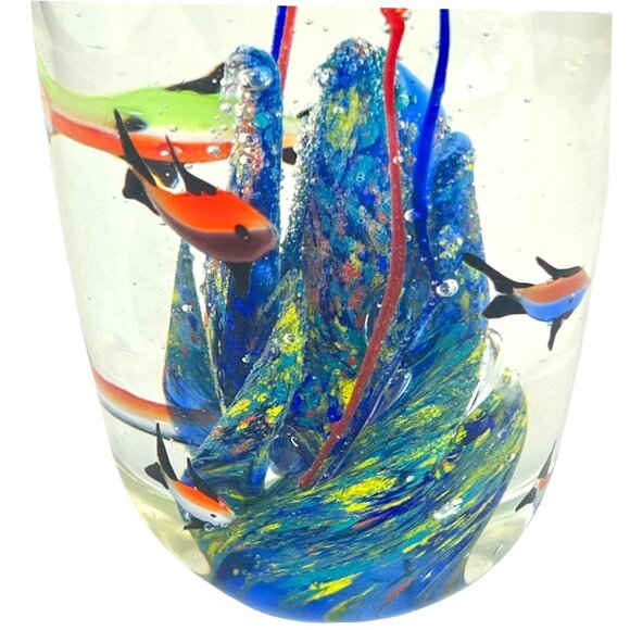Art Glass Fish Aquarium Paperweight Sculpture Seaweed Coral reef Milano Style 5” - Picture 5 of 9